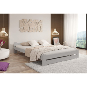 HERA Tömörfa Ágy + DE LUX habszivacs matrac + ágyrács, 140 x 200 cm, szürke