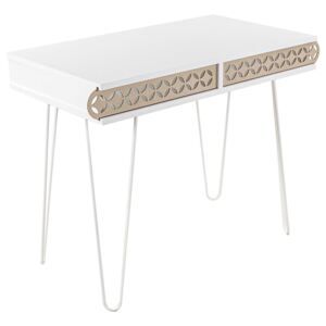 Íróasztal orientális mintával, hajlított lábakkal, 75x51 cm, fehér - SAO PAULO