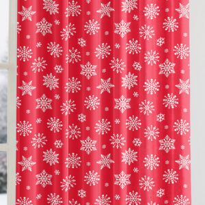 Goldea karácsonyi pamut drapéria - hópihék tűzpiros alapon 140x160 cm