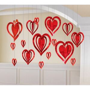 Heart, Szív Függő dekoráció 16 db-os