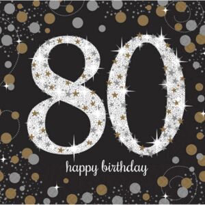 Happy Birthday 80 Gold szalvéta 16 db-os 33*33 cm