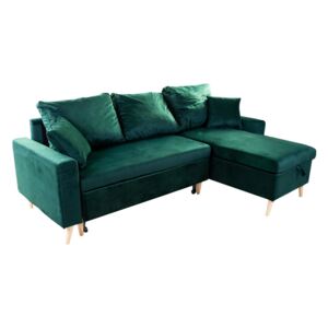 Kinyitható kanapé, megfordítható L alakkal, sötétzöld - COPENHAGUE