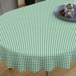 Goldea pamut asztalterítő - zöld - fehér kockás - ovális 80 x 140 cm