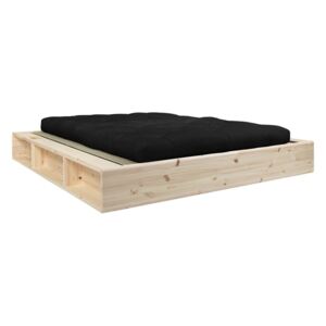 Kétszemélyes tömörfa ágy fekete Comfort futon matraccal és tatamival, 160 x 200 cm - Karup Design