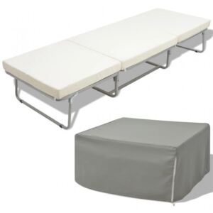 Fehér acél összecsukható ágy matraccal 70 x 200 cm