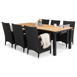 Asztal és szék garnitúra VG5452 Fekete + fa