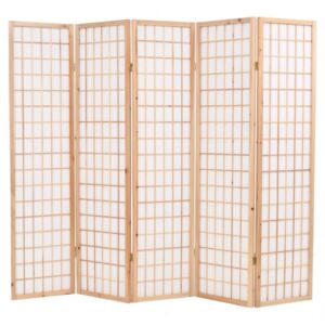 5 paneles, természetes, japán stílusú paraván 200 x 170 cm
