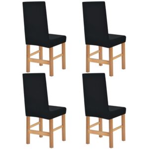 VidaXL 4db sztreccs szék védőhuzat fekete széles csíkokkal
