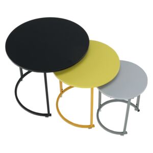 Paola Dohányzóasztal Szett - 3db. egymásba illeszthető színes asztalka