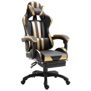 Aranyszínű műbőr gamer szék lábtartóval