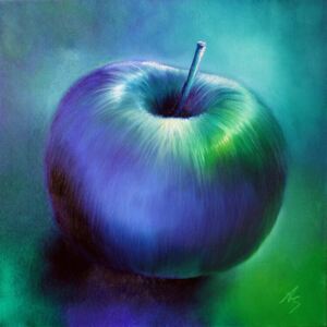 Blue apple, (128 x 128 cm)