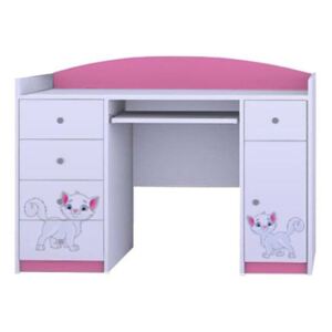 OR MERY B01 íróasztal - rózsaszín Minta: L - cica