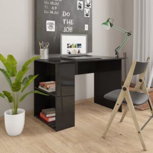 Magasfényű fekete forgácslap íróasztal 110 x 60 x 73 cm