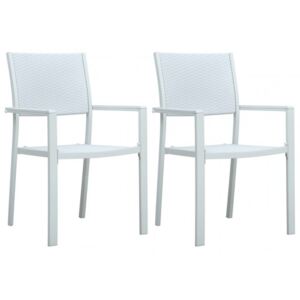 2 db fehér rattan hatású műanyag kerti szék