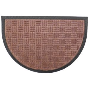 Gumis textil félkör lábtörlő 40x60 cm – Világosbarna színben rácsos mintával