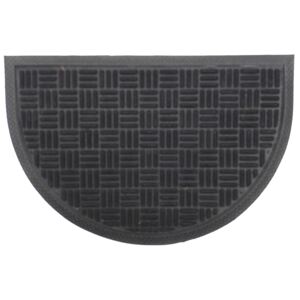 Gumis textil félkör lábtörlő 40x60 cm – Fekete színben rácsos mintával
