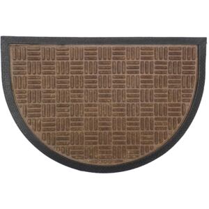 Gumis textil félkör lábtörlő 40x60 cm – Sötétbarna színben rácsos mintával