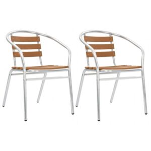 2 db ezüstszínű alumínium és WPC rakásolható kerti szék