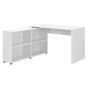[en.casa]® Íróasztal számítógépasztal 130 x 60 x 75 cm 4 tárolófelülettel irodai sarokasztal fehér