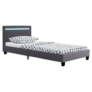 Kárpitozott ágy Verona 90 x 200 cm, LED világítással sötétszürke színben