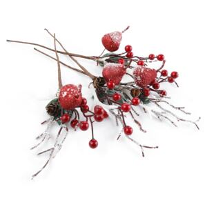 Karácsonyi gallyak, 4 db-os szett, 30 cm, fehér/piros, GREN SET TYP 1