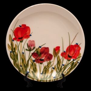 V.K.43-08 Tele virágos teás tányér,pipacs,kerámia,kézzel festett