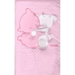 Pamut babapléd - rózsaszín ölelő maci