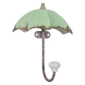 Clayre & Eef 6Y2135 Fém fogas esernyő alakú 12x16cm, antikolt zöld