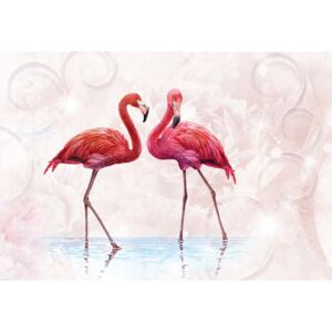 Modern Tropical Flamingos Tapéta, Fotótapéta, (211 x 91 cm)