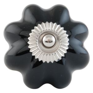 Clayre & Eef 63511 Ajtófogantyú porcelán gömb 4cm,fekete-fém közép