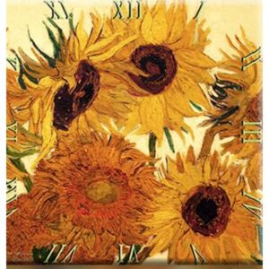 D.I.19-03 Üveg falióra 30x30cm, Van Gogh: Napraforgók