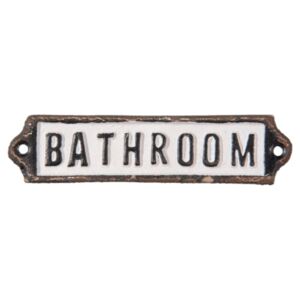 Clayre & Eef 6Y2601 Öntöttvas ajtótábla " Bathroom " felirattal, 15x1x3cm