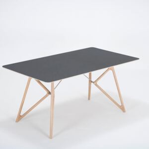 Tink tömör tölgyfa étkezőasztal fekete asztallappal, 160 x 90 cm - Gazzda