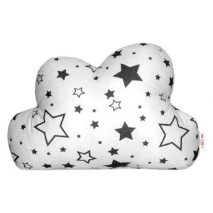 Baby Nellys - Dekoratív felhő párna - fekete kis és nagy csillagokkal