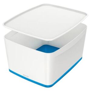Tároló doboz, fedővel, nagy, LEITZ MyBox, fehér-kék (E52161036)