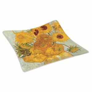 R2S.634VAN1 Üvegtál 13x13cm, dobozban, Van Gogh: Vase With Twelve Sunflowers