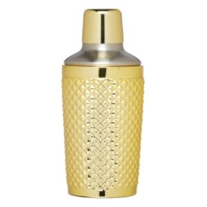 K.C.BCCSSTUDGLD Üveg coctail shaker fémtetővel, 300ml, arany színű bevonattal, BarCraft
