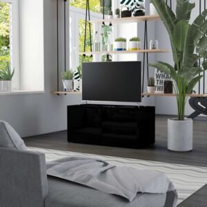 Magasfényű fekete forgácslap TV-szekrény 80 x 34 x 36 cm