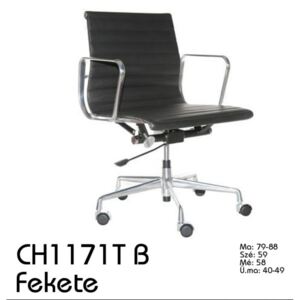 CH1171T irodai szék fekete bőr, krómozott lábakkal