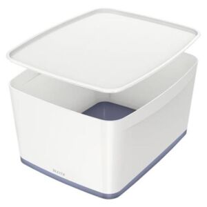 Tároló doboz, fedővel, nagy, LEITZ MyBox, fehér-szürke (E52161001)