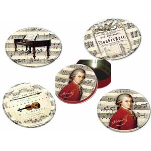 Mozart parafa poháralátét fém díszdobozban - 4 darabos