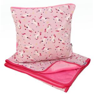 Gyerek-kétrétegű-takaró-párnahuzattal-unikornis-rózsaszín