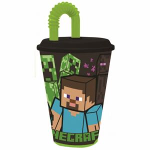 Minecraft Szívószálas pohár, műanyag 430 ml
