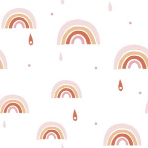 Rózsaszín szivárvány mintás tapéta gyerekszobába, Lilipinso