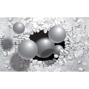 3D Poszter tapéta Gömbök a falban papír 368 x 254 cm