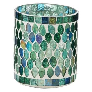 SASSOLINO mozaik mécsestartó, kék-zöld Ø 8,5 cm