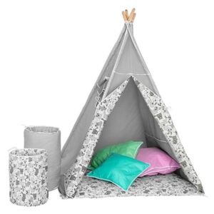 AKUKU | Luxus sátorok | Gyermek luxus sátor felszereléssel Teepee Akuku szürke-fehér | Szürke |