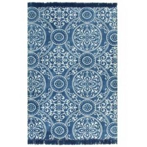 Kék mintás kilim pamutszőnyeg 120 x 180 cm