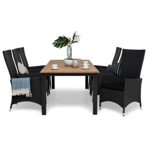 Asztal és szék garnitúra VG5897 Fekete + tikfa