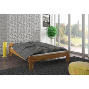 BABET tömörfa ágy + hab matrac 10 cm + ágyrács, 80x200 cm, tölgy-lakk